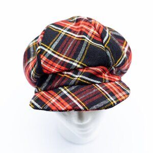 Upcycled Vintage Wool Plaid Newsboy Cap, Cabbie Hat, Paperboy Hat